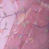 Flamingo Pink Organza Saree With Embroidery Work