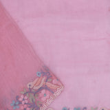 Flamingo Pink Organza Saree With Embroidery Work