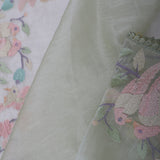 Soft Pista Green Organza Tissue Saree With Embroidery Work
