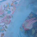 Sky Blue Organza Tissue Saree With Embroidery Work