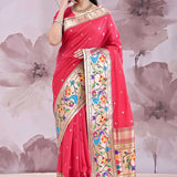 Red Saree With Paithani Border