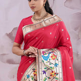 Red Saree With Paithani Border