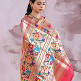Red Saree With Paithani Border