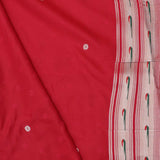Cherry Red Saree With Paithani Border