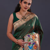 Timber Green Paithani Saree With Butti'S