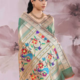 Medium Jungle Green Saree With Paithani Border