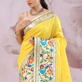 Banana Yellow Saree With Paithani Border