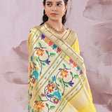 Banana Yellow Saree With Paithani Border
