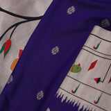 Dark Indigo Saree With Paithani Border