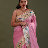 Soft Pink Paithani Saree With Butti'S