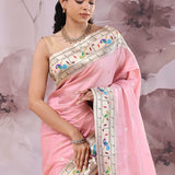 Soft Pink Saree With Paithani Border