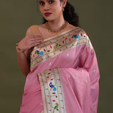 Soft Pink Paithani Saree With Butti'S