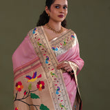 Soft Pink Paithani Saree With Butti'S