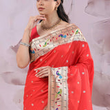 Vibrant Orange Saree With Paithani Border