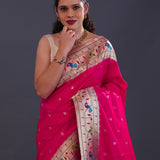 Purplish Red Paithani Saree With Butti'S
