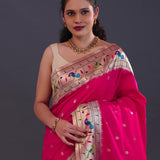 Purplish Red Paithani Saree With Butti'S
