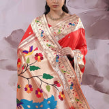 Vibrant Orange Saree With Paithani Border