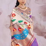 Dark Purple Paithani Saree With Paithani Border