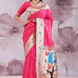 Pink Paithani Saree With Paithani Border