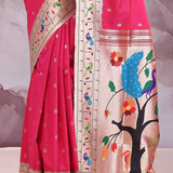 Pink Paithani Saree With Paithani Border