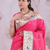 Pink Paithani Saree With Paithani Border