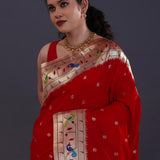 Japanese Maple Paithani Saree With Butti'S