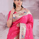 Pink Paithani Saree With Paithani Border