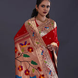 Japanese Maple Paithani Saree With Butti'S