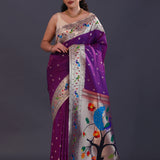 Deep Violet Paithani Saree With Butti'S