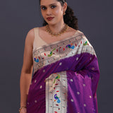 Deep Violet Paithani Saree With Butti'S