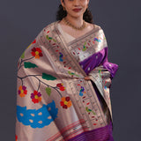 Deep Violet Paithani Saree With Butti'S