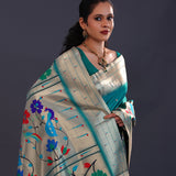 Teal Paithani Saree With Butti'S
