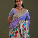 Medium Purple Paithani Saree With Butti'S