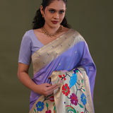 Medium Purple Paithani Saree With Butti'S