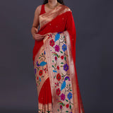 Red Berry Paithani Saree With Butti'S