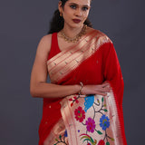 Red Berry Paithani Saree With Butti'S