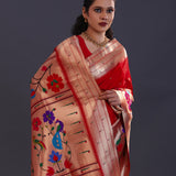 Red Berry Paithani Saree With Butti'S