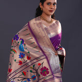 Deep Violet Paithani Saree With Triple Muniya Border