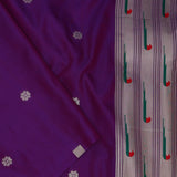 Deep Violet Paithani Saree With Triple Muniya Border