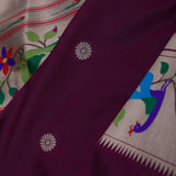 Dark Purple Burgundy Paithani Saree With Floral Butti'S