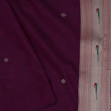 Dark Purple Burgundy Paithani Saree With Floral Butti'S