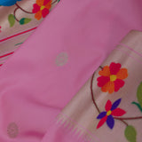 Hopbush Pink Paithani Saree With Floral Butti'S