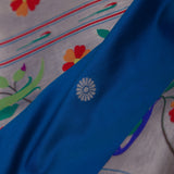 Cobalt Blue Paithani Saree With Floral Butti'S