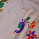 Cream Tan Paithani Saree With Floral Butti'S