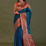 Regal Blue Paithani Saree With Butti'S