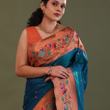 Regal Blue Paithani Saree With Butti'S
