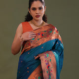 Regal Blue Paithani Saree With Butti'S