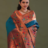 Regal Blue Paithani Saree With Butti'S