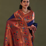 Dark Indigo Paithani Saree With Butti'S