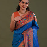 Yale Blue Paithani Saree With Butti'S